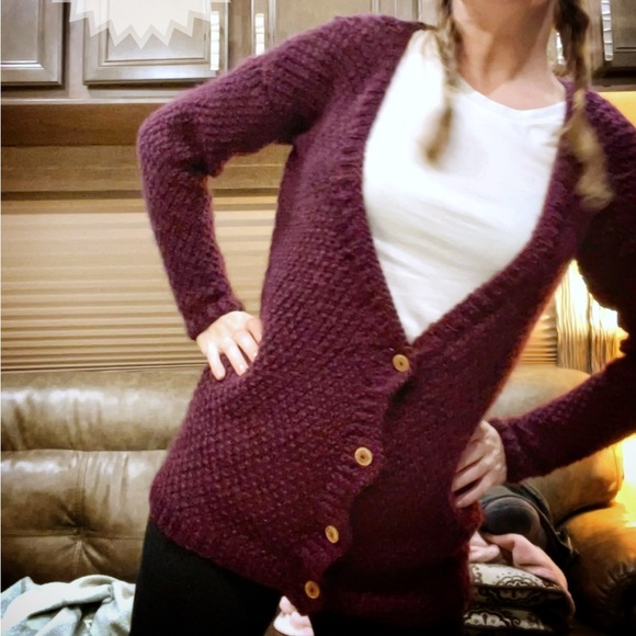 Hand Knit Merino Wool Cardigan - Picture 1 of 10